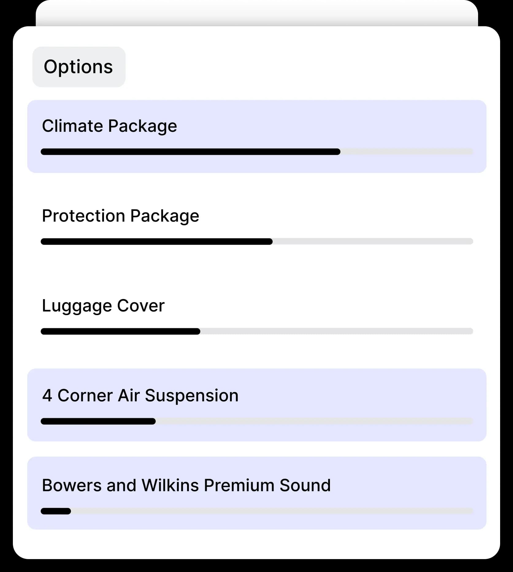 Filter for installed options